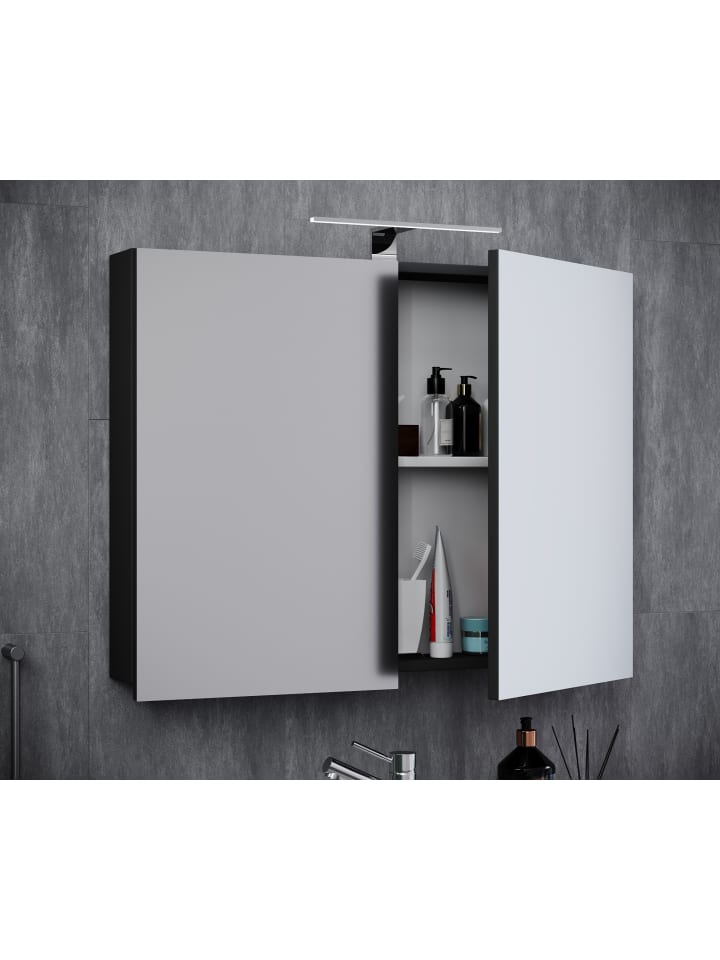 VCM  Holz Badmöbel Spiegelschrank Spiegel Badinos 60 cm in Schwarz günstig kaufen onesize