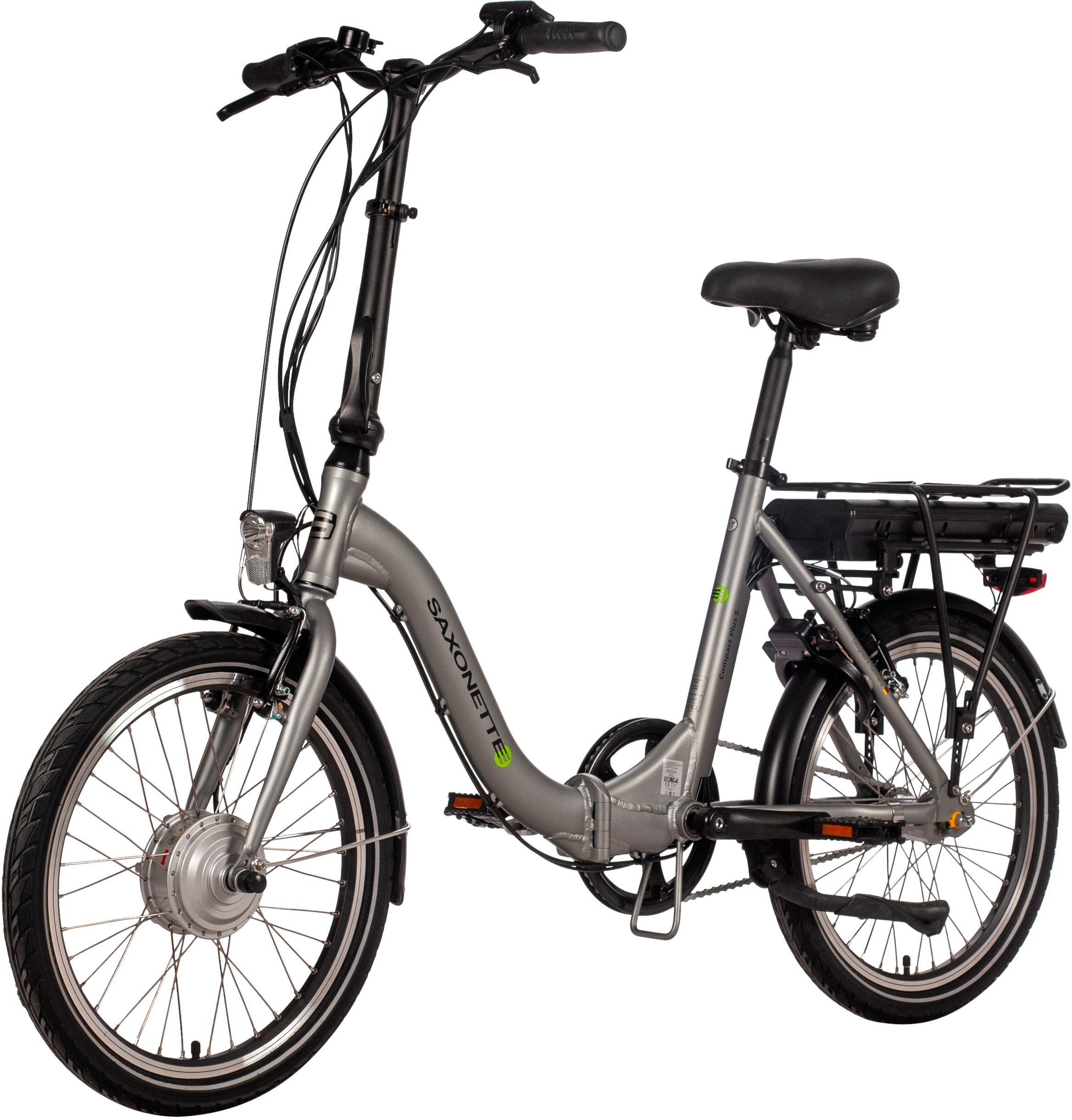 SAXONETTE E-Bike Compact Plus S, 3 Gang, Nabenschaltung, Frontmotor, 375 Wh Akku, (mit Akku-Ladegerät)