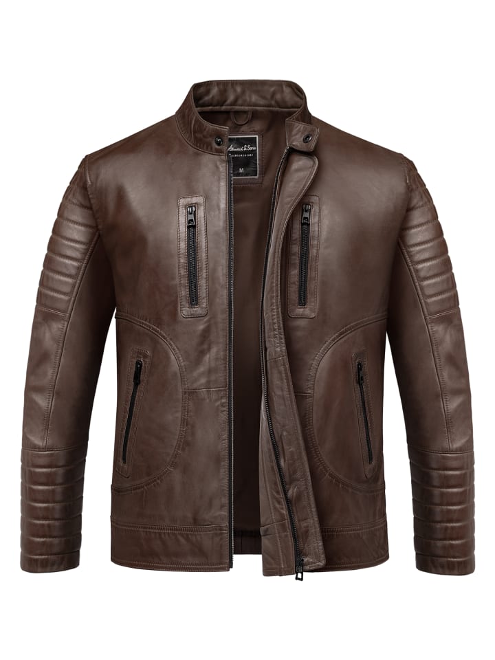 Amaci&Sons Lederjacke EUCLID in Braun günstig kaufen