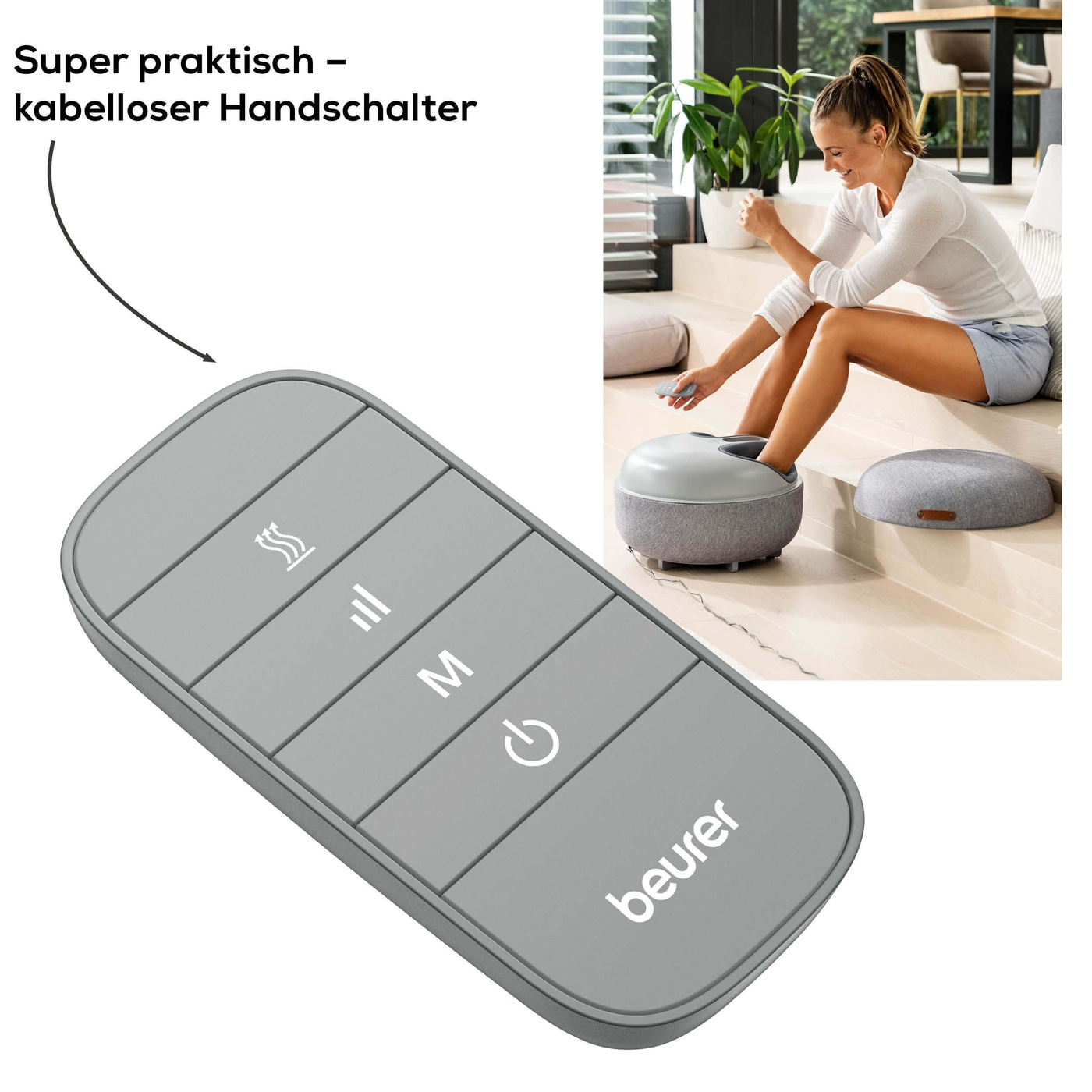 FM 120 2-in-1 Shiatsu-Fußmassagegerät-Entspannende Fußmassage plus moderner Sitzhocker