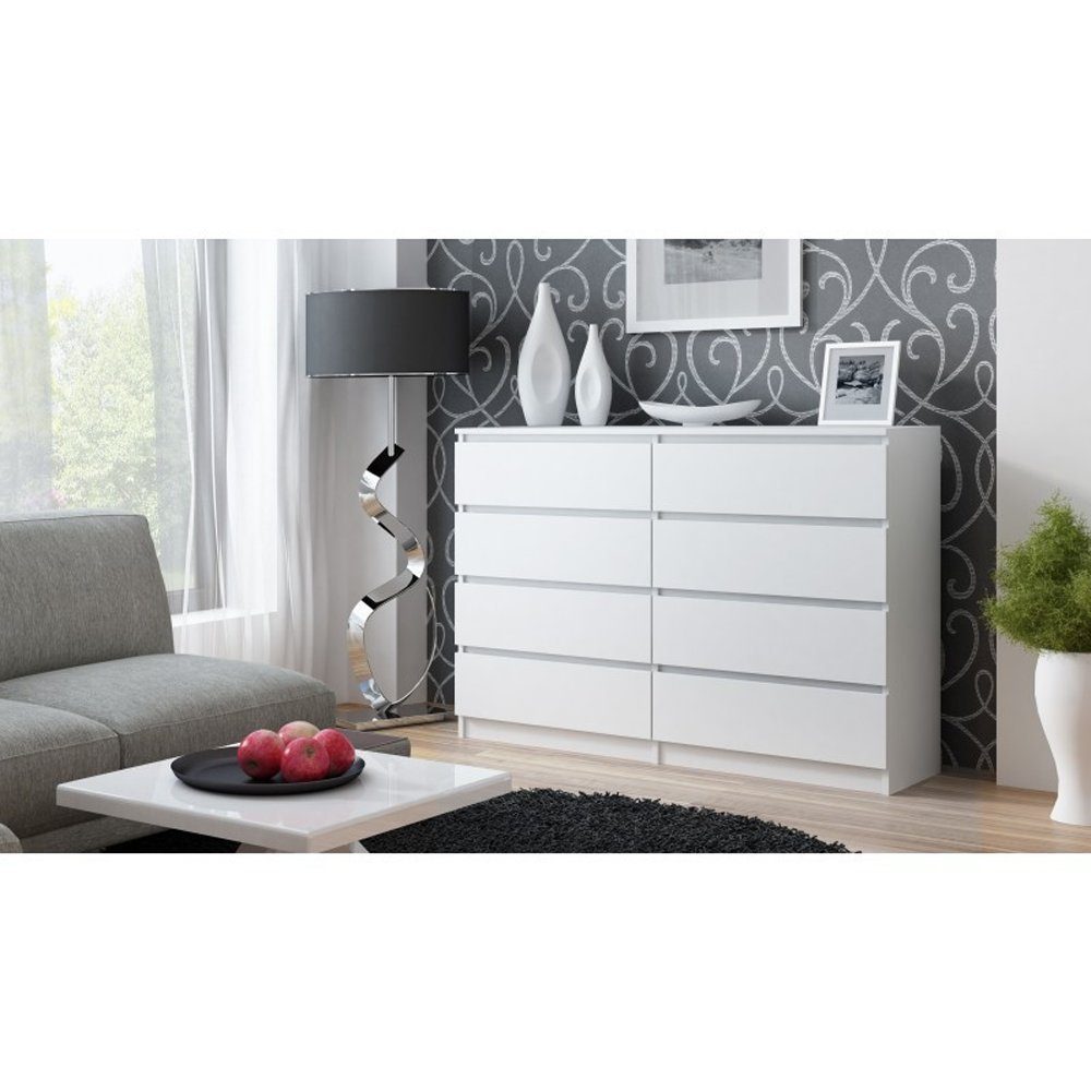 pressiode Kommode Kommode mit 8 Schubladen 140cm Klamotenschrank Sideboard Anrichte