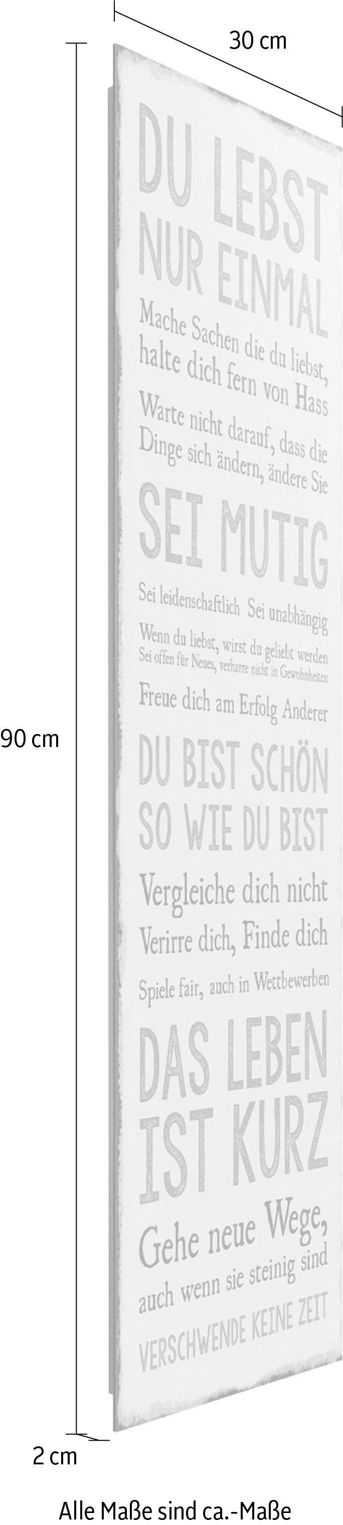 Reinders! Deco-Panel Das Leben, Spruch 30x90 cm