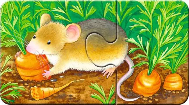 Kinderpuzzle ab 2 Jahren - Tiere im Garten - 2 Teile