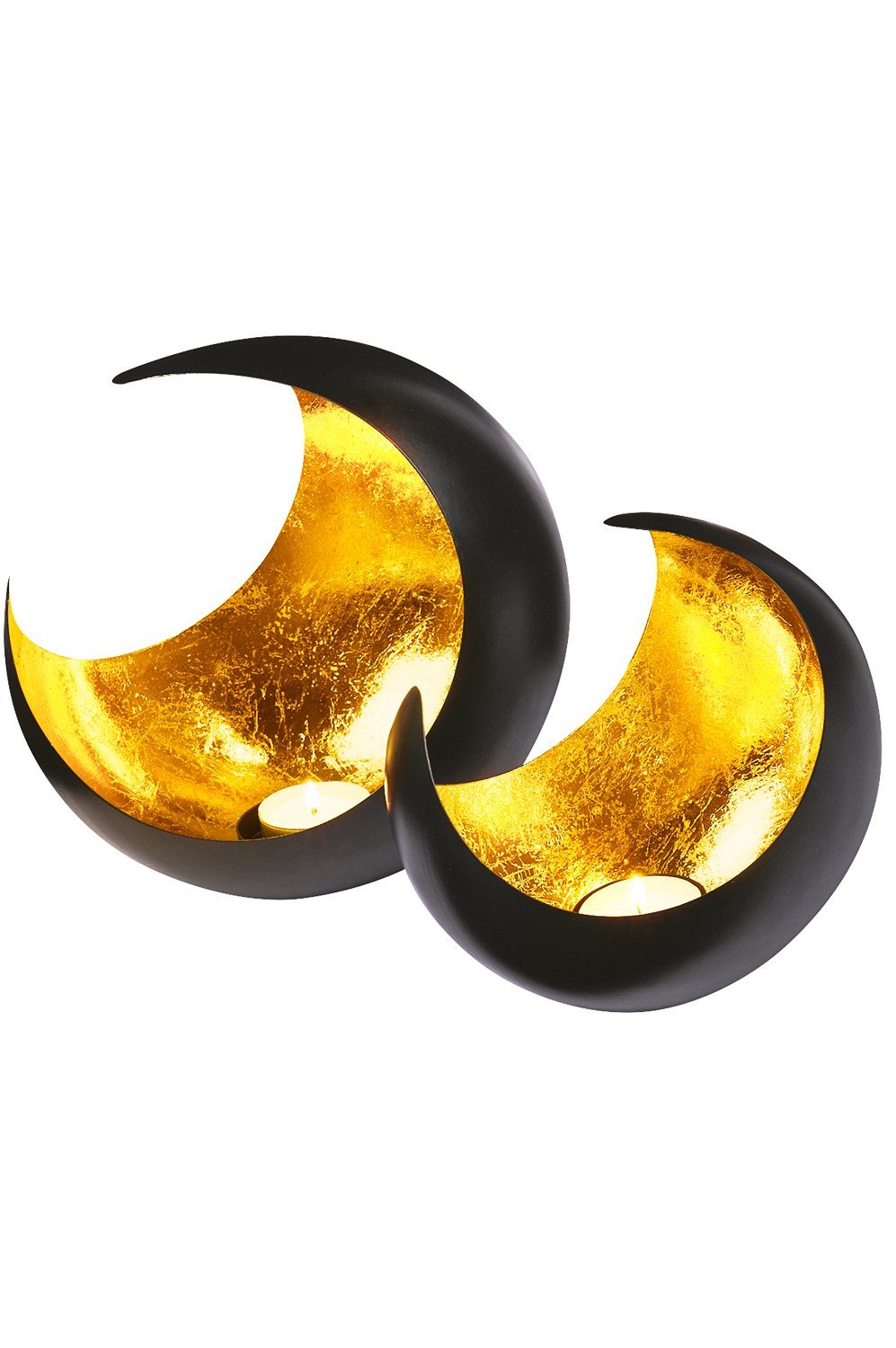 Marrakesch Orient & Mediterran Interior Teelichthalter 2er Set Windlicht Moon, orientalisches Windlicht, Handarbeit