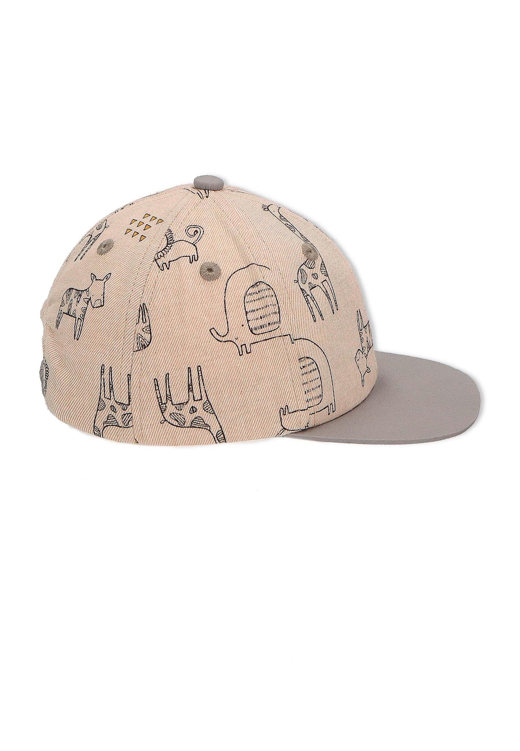 Baseball-Cap bedruckt mit Safari-Tieren in Beige
