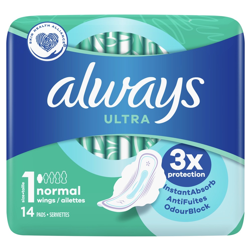 always Always Ultra Serviettes Hygiéniques Normal (T1) Avec Ailettes Serviettes Hygiéniques