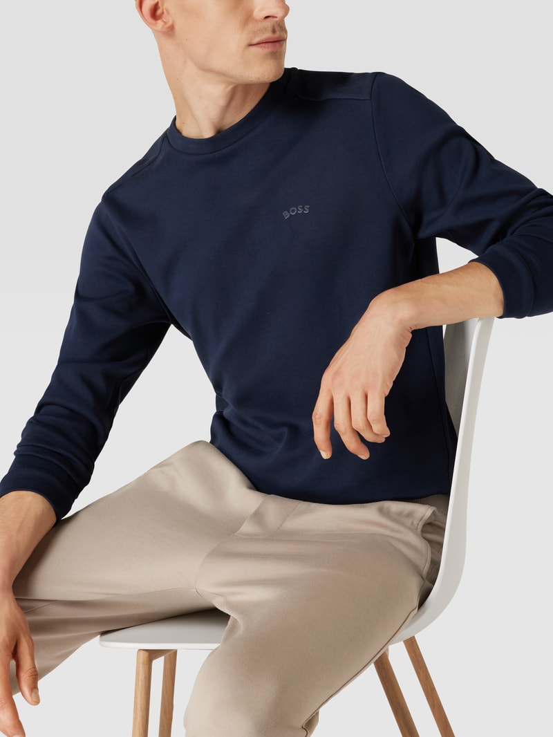 Sweatshirt mit Strukturmuster Modell 'Salbo' in dunkelblau