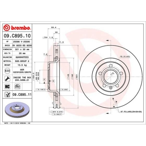 09.C895.11 BREMSSCHEIBE BREMBO VA  VP1 - ATU