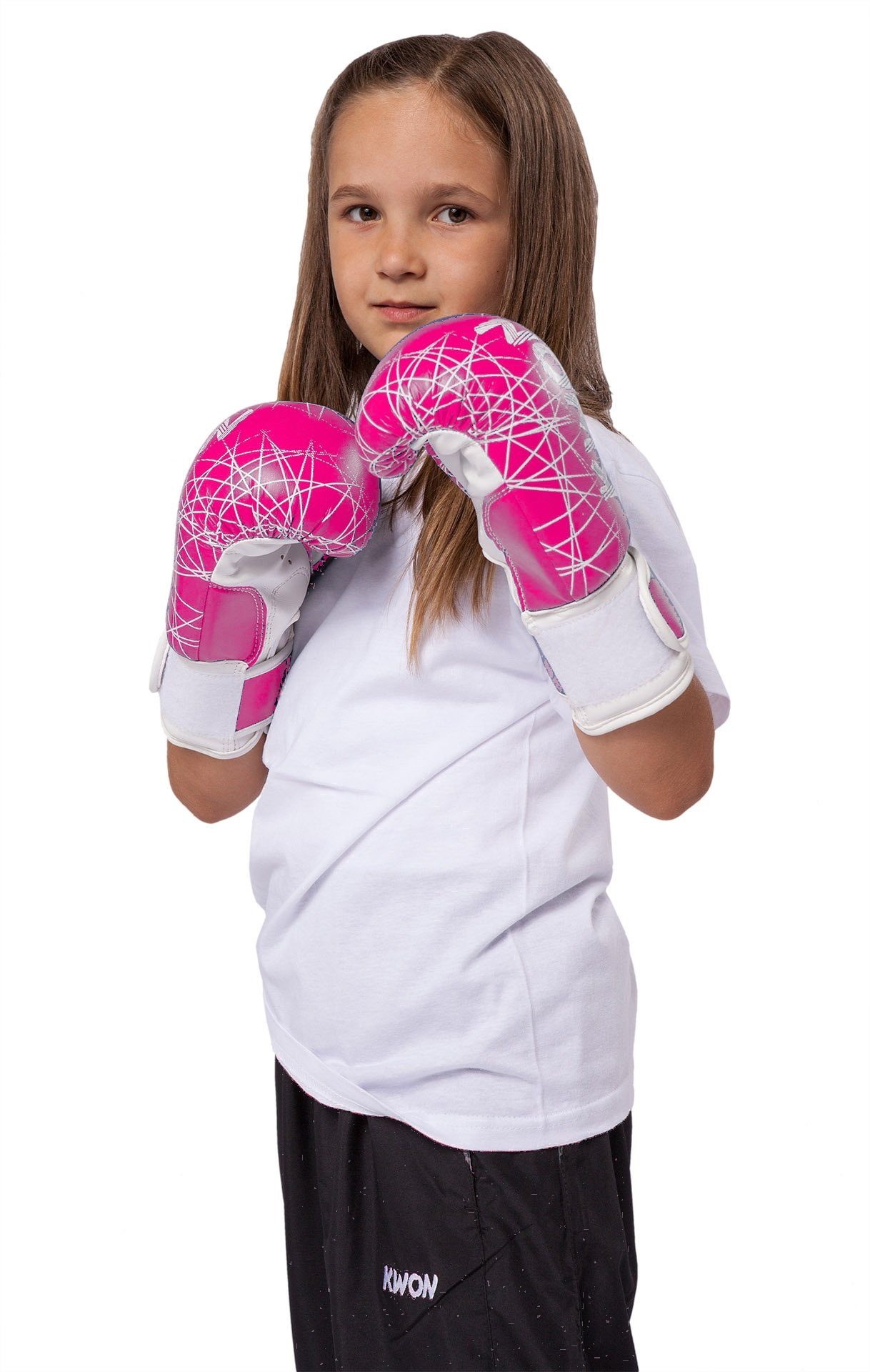 KWON Boxhandschuhe Kinder neon pink blau Box-Handschuhe Boxen Kickboxen MMA Kids (small klein, Kinderboxhandschuhe), 6 Unzen, hochwertige Qualität