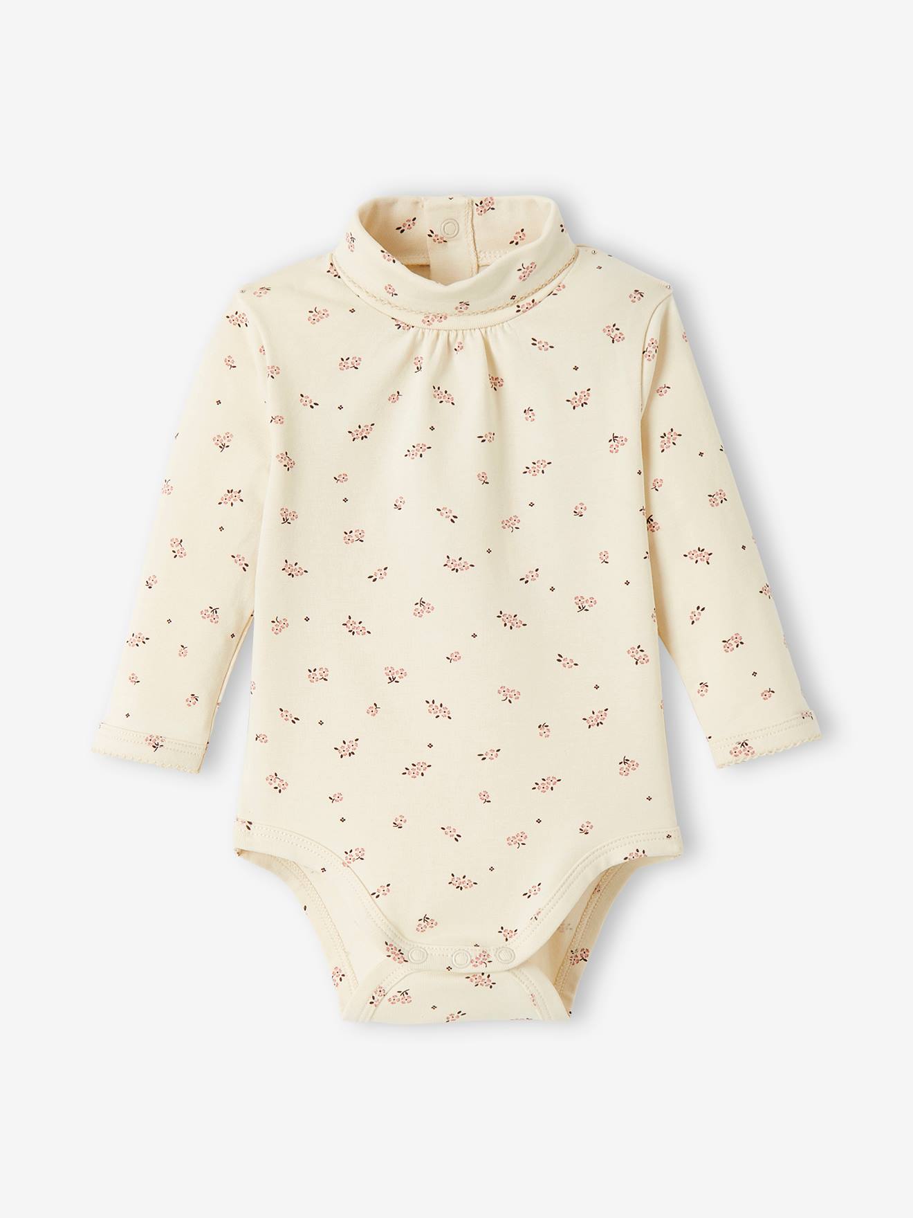 Lot de 2 bodies manches longues bébé col roulé rose