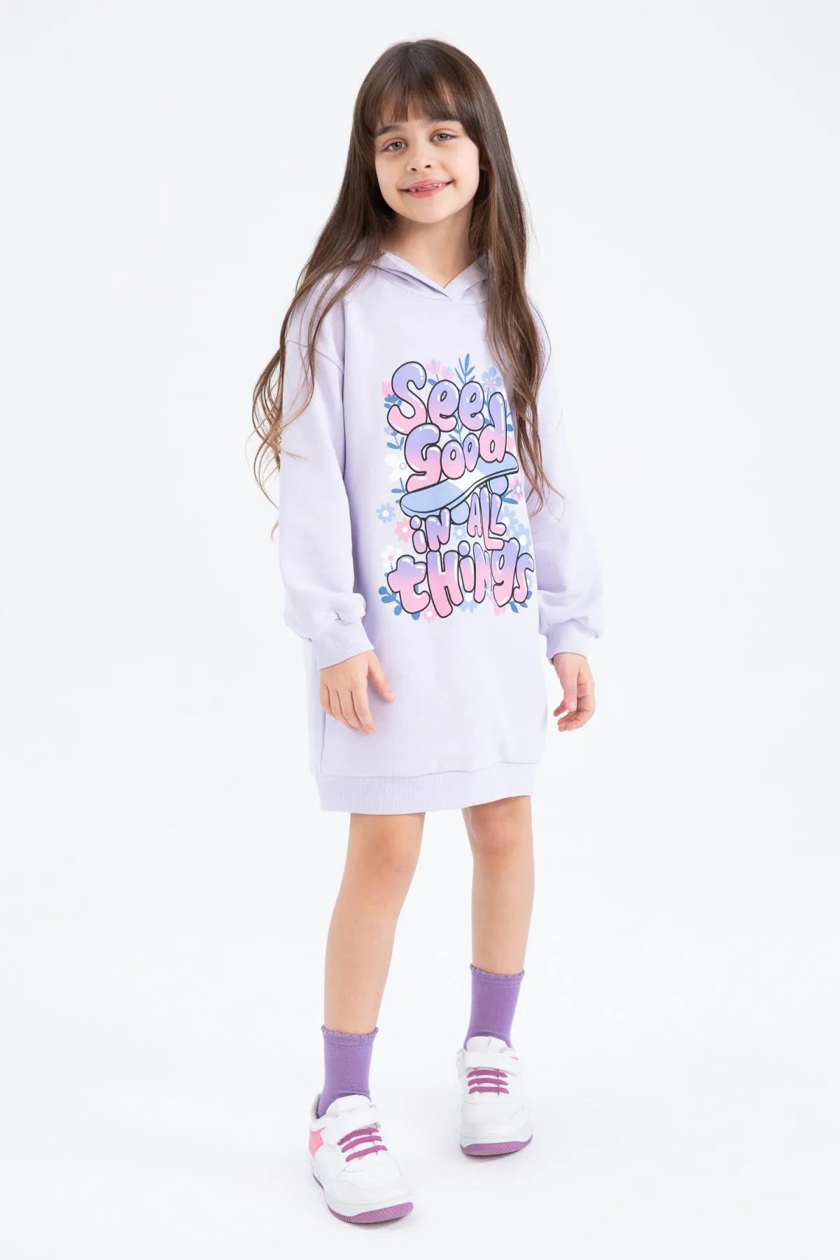DeFacto  Bedrucktes Sweatkleid für Mädchen mit Kapuze Z6997a623sp