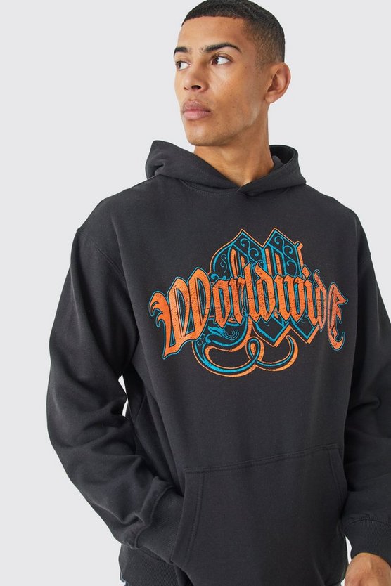 Oversize Hoodie mit Worldwide-Print