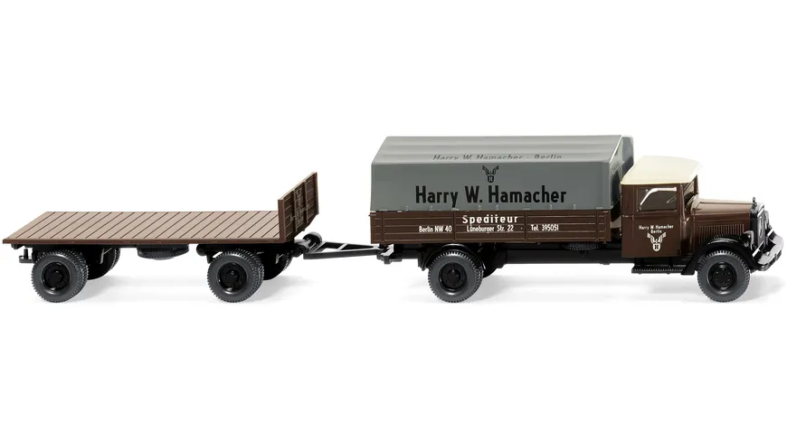 Wiking - Pritschenlastzug MB L 2500 Sped. Hamacher