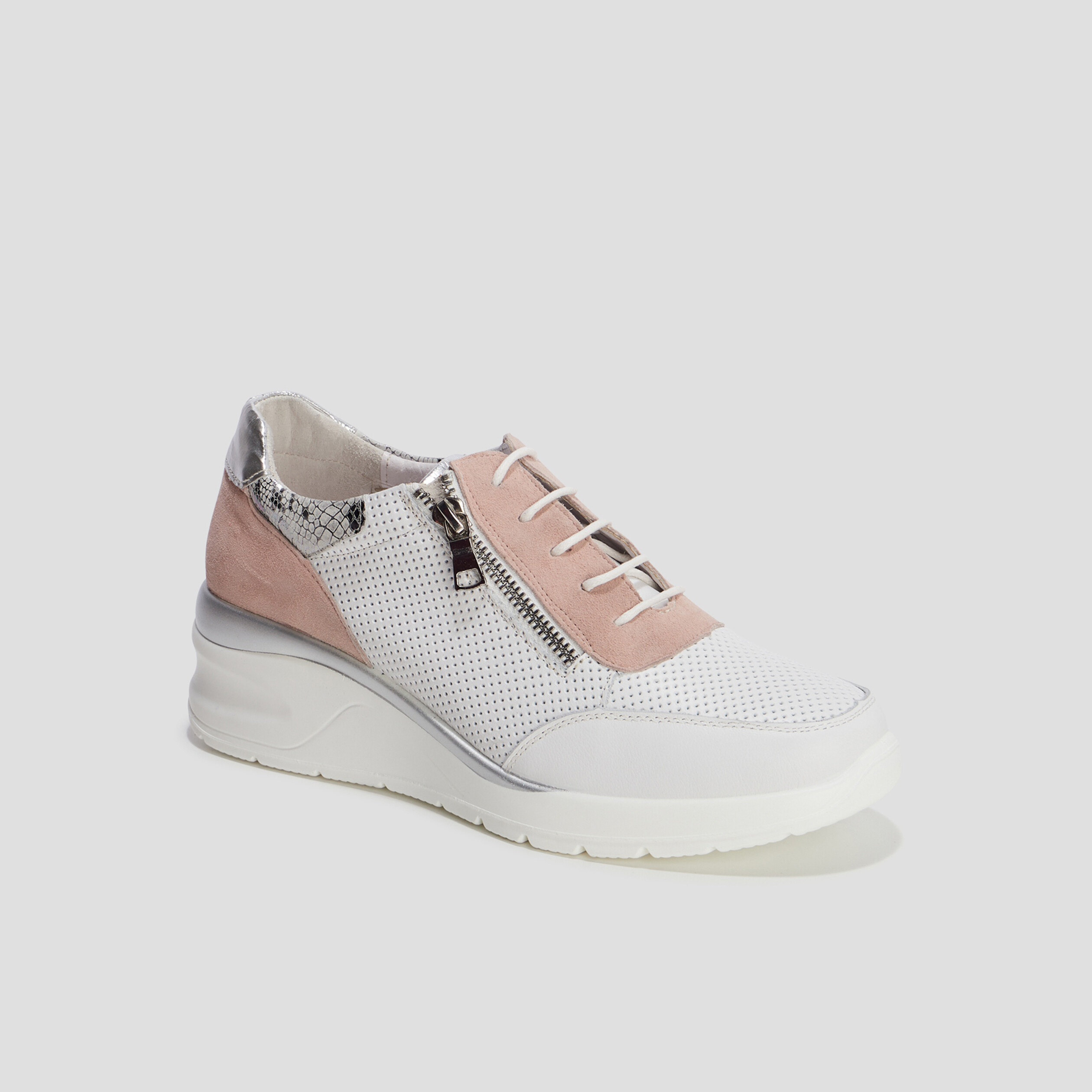 Baskets pied large en cuir Confortissimo rose femme | La Halle