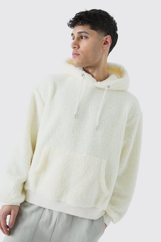 Kastiger Oversize Borg-Hoodie