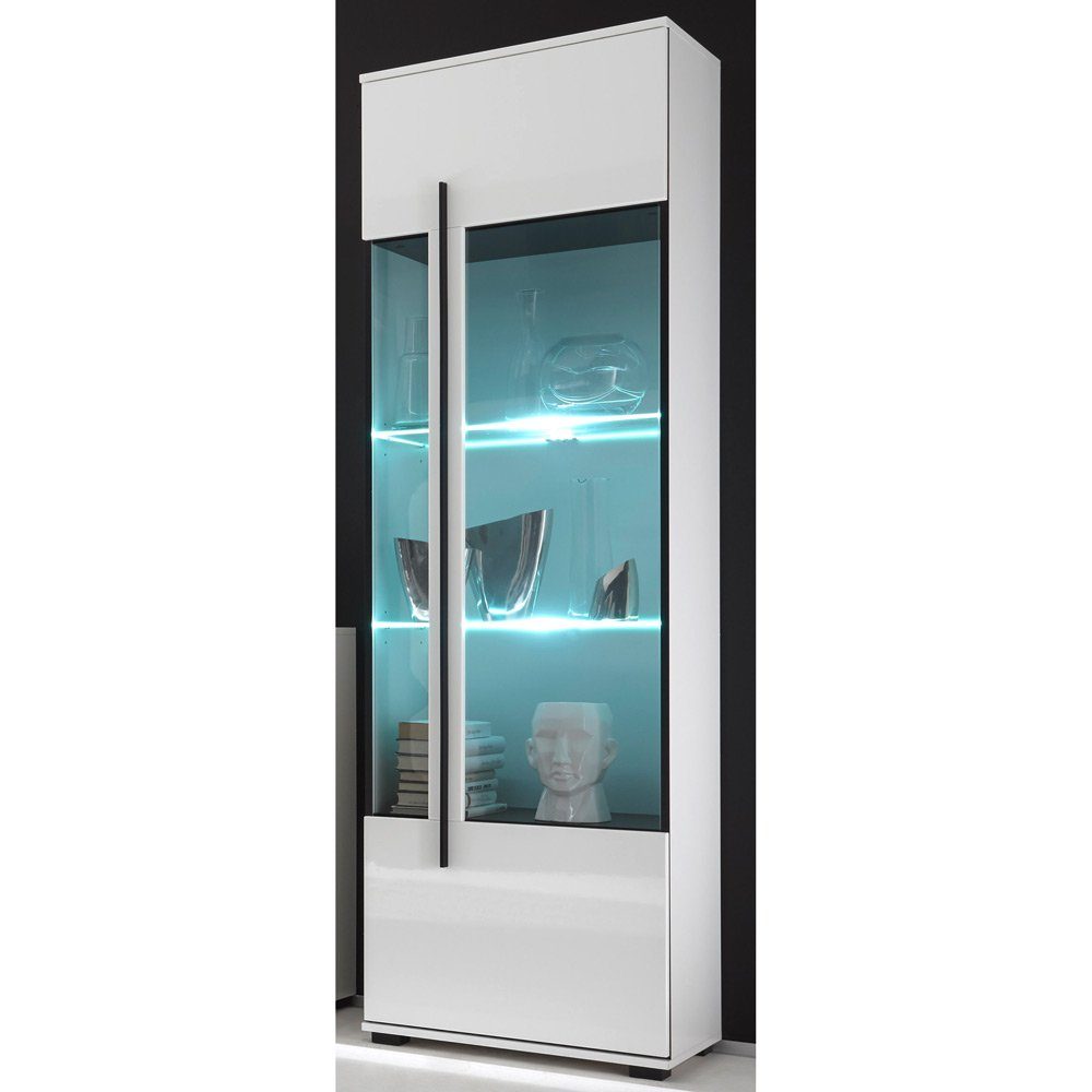 Lomadox Essgruppe COLORADO-61, (Spar-Set), weiß Hochglanz 2 Vitrinen und großem Sideboard 300x200x42cm