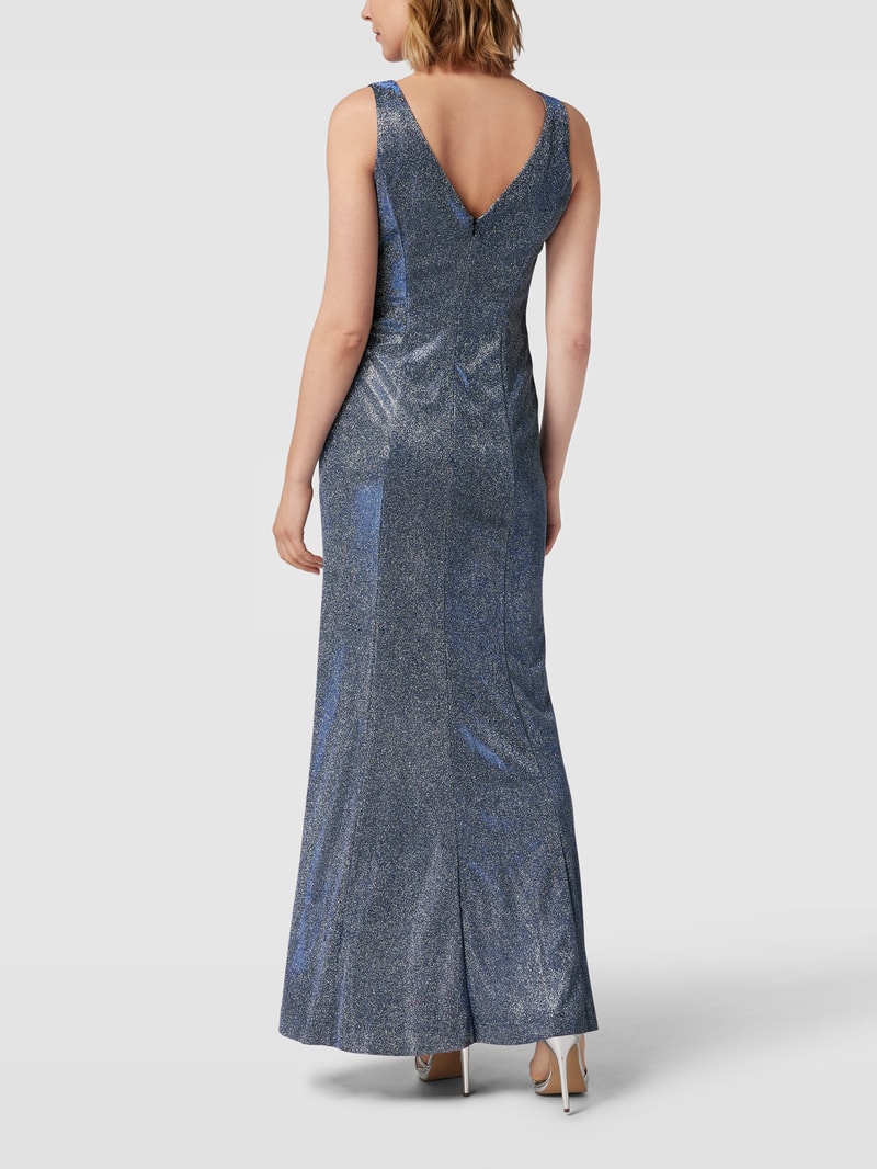Kleid mit V-Ausschnitt in silber meliert