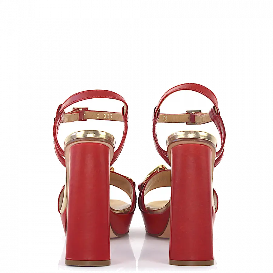 Dsquared2 - Plateausandalen Glattleder Kalbsleder Zierkette rot - rot