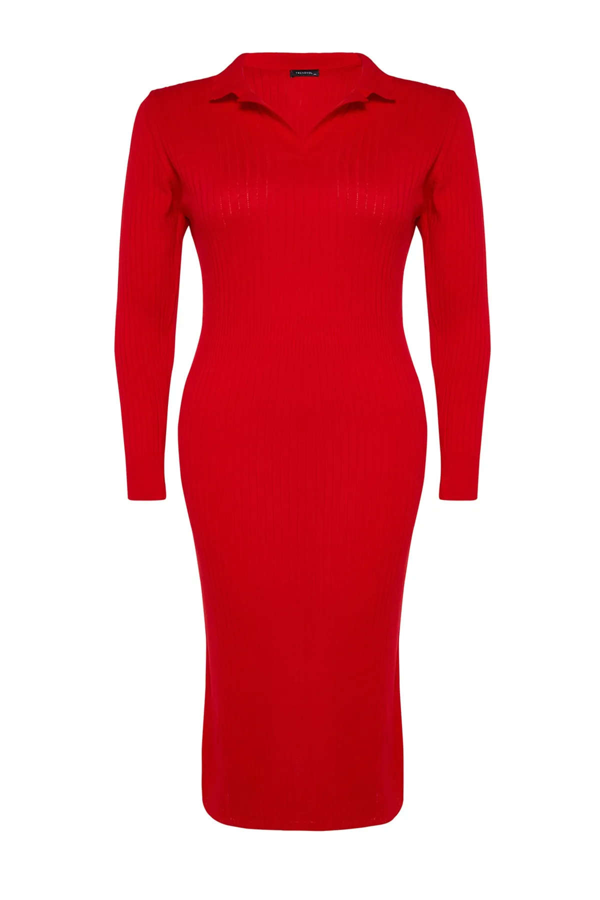 Trendyol Curve  Rotes Strickkleid mit Rollkragen