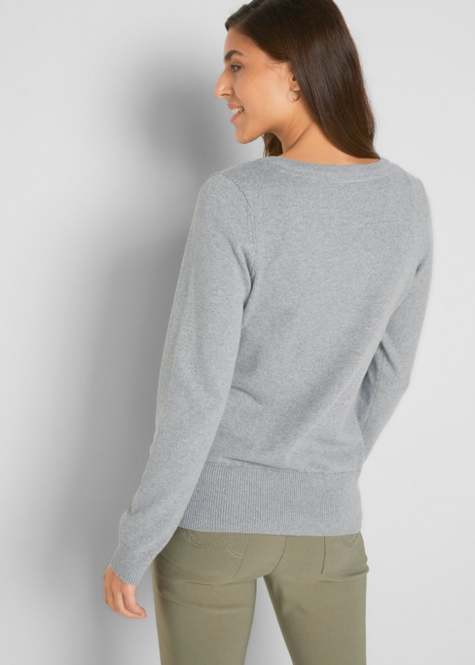 Basic Feinstrickjacke mit recycelter Baumwolle