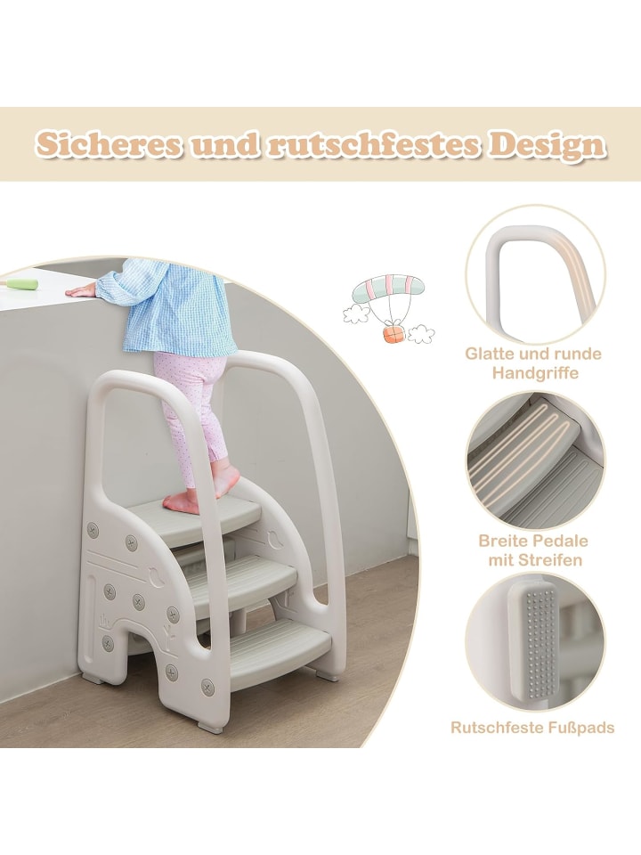 COSTWAY 3 stufig Tritthocker ab 1 Jahre in Grau günstig kaufen 42 x 42 cm