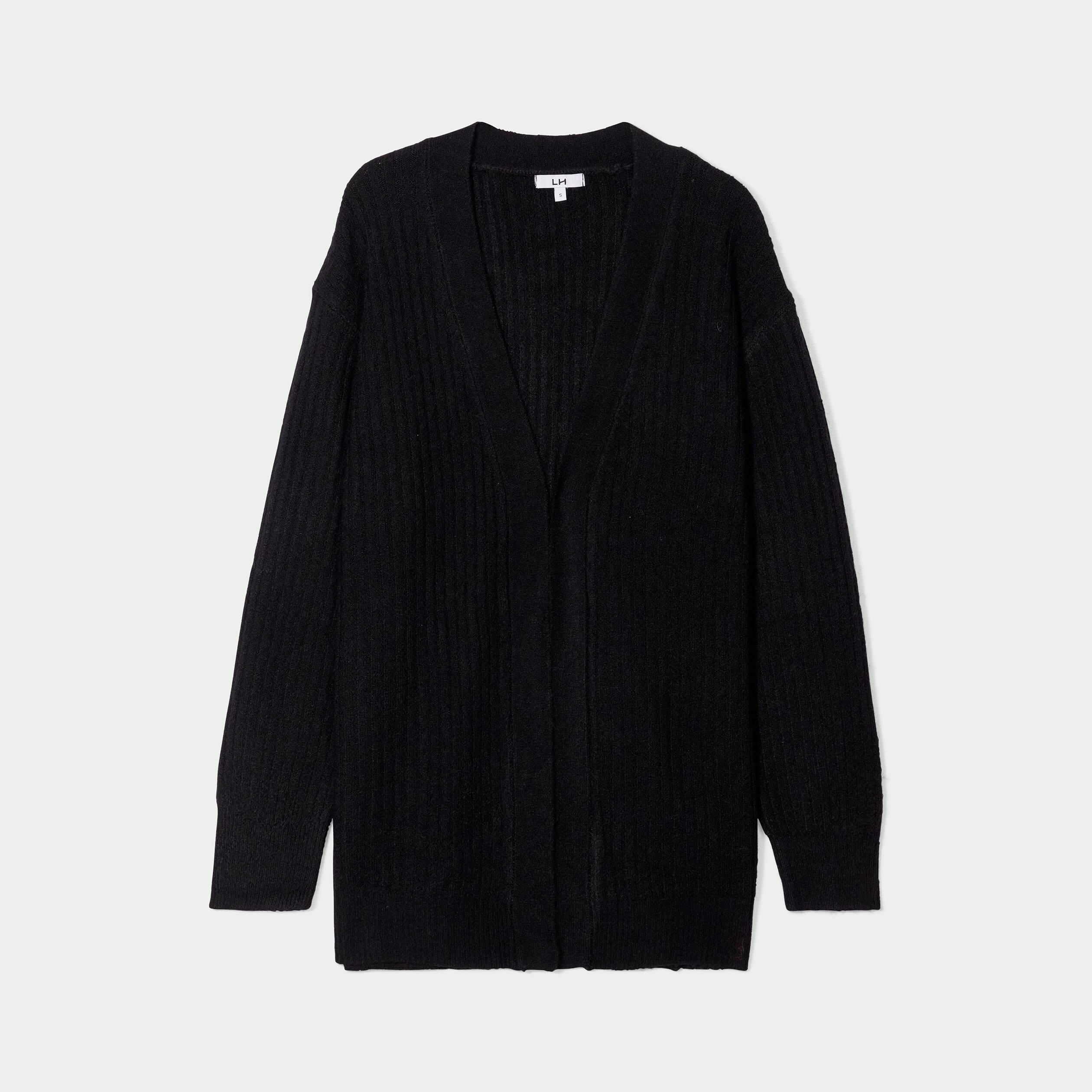Gilet mi-long côtelé manches longues noir femme | La Halle