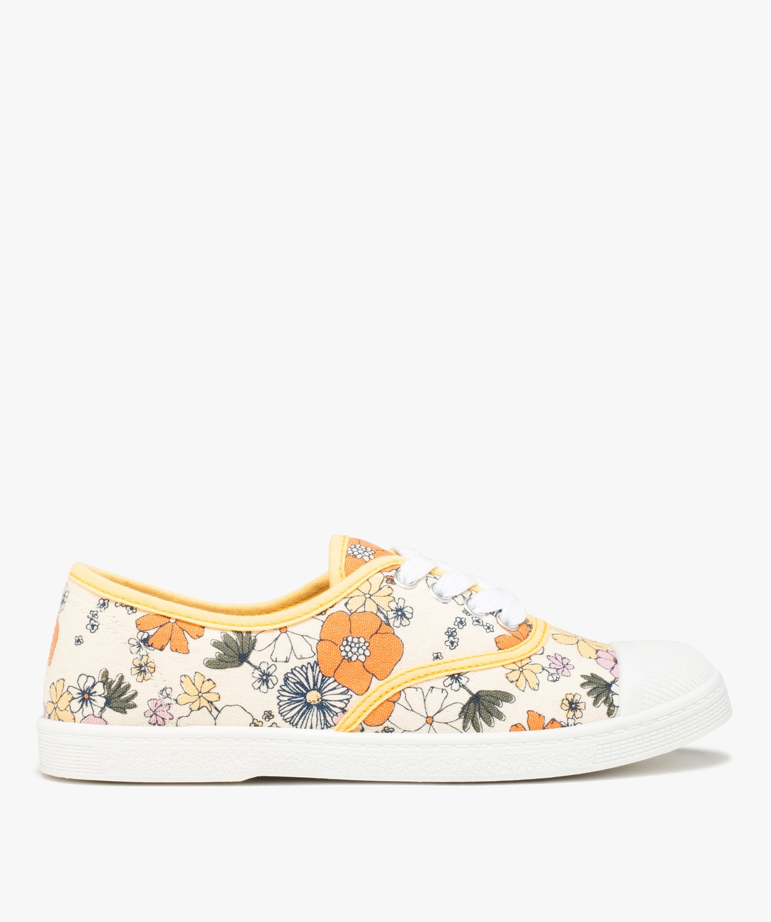 Baskets femme en toile à bout renforcé beige | GEMO