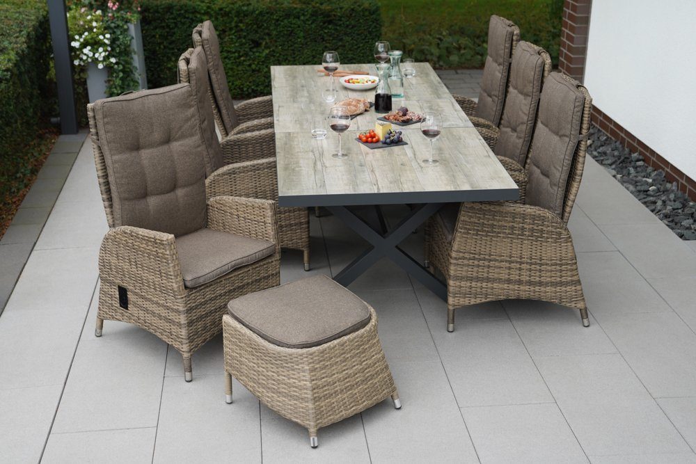 Ploß Gartenlounge-Hocker Ploß Nizza Fußhocker Geflecht inkl. Kissen (1)