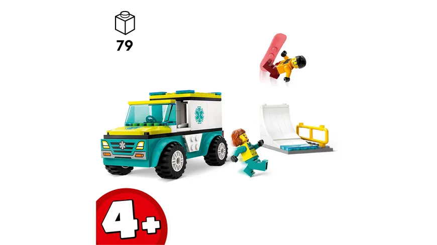LEGO City 60403 Rettungswagen und Snowboarder