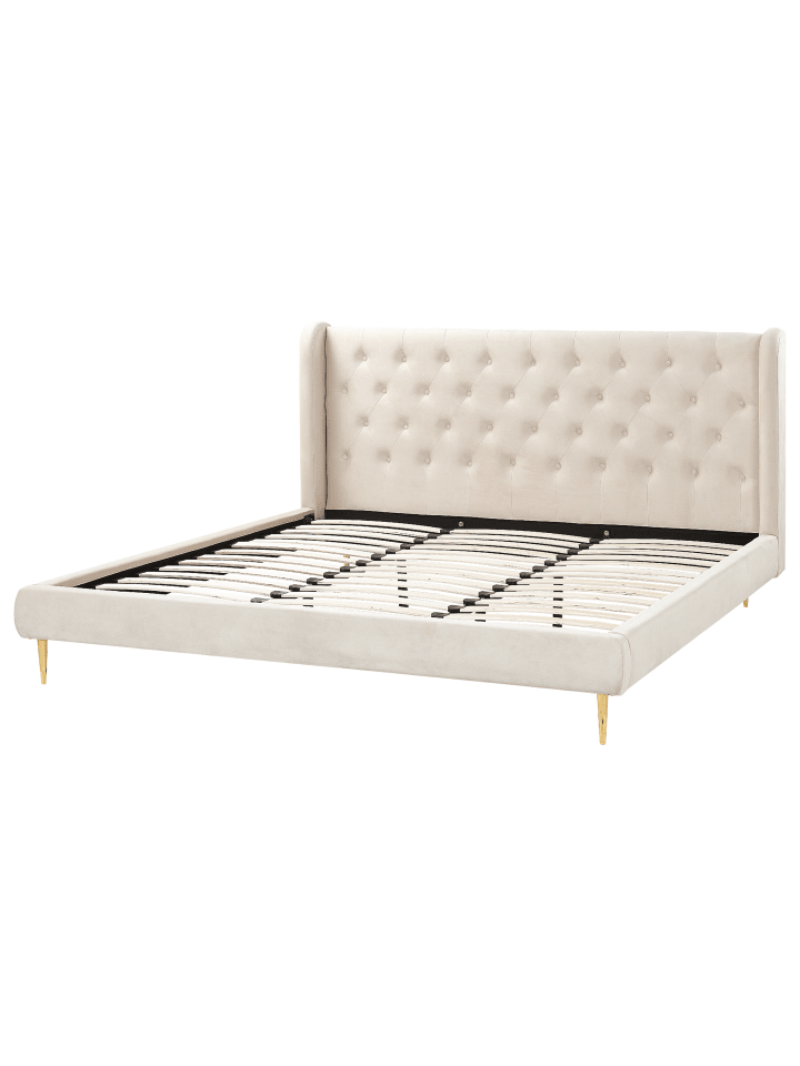 Beliani Doppelbett FORBACH in Beige/Gold - (W) 194 x (H) 106 x (L) 218 cm günstig kaufen onesize