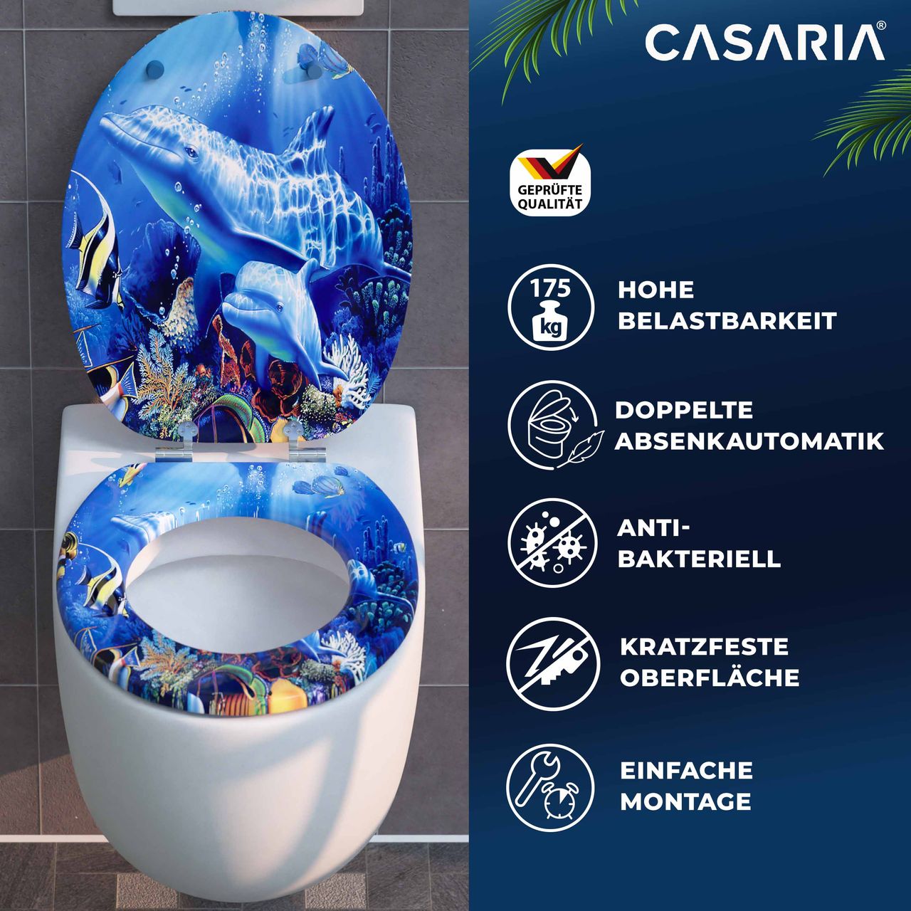 Casaria Toilettensitz Sealife mit Absenkautomatik