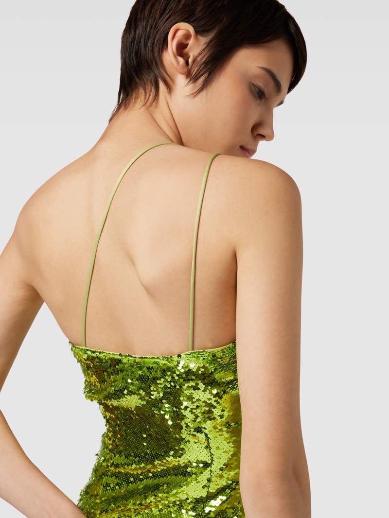 Cocktailkleid mit Pailletten Modell 'XTINA' in olivgrün