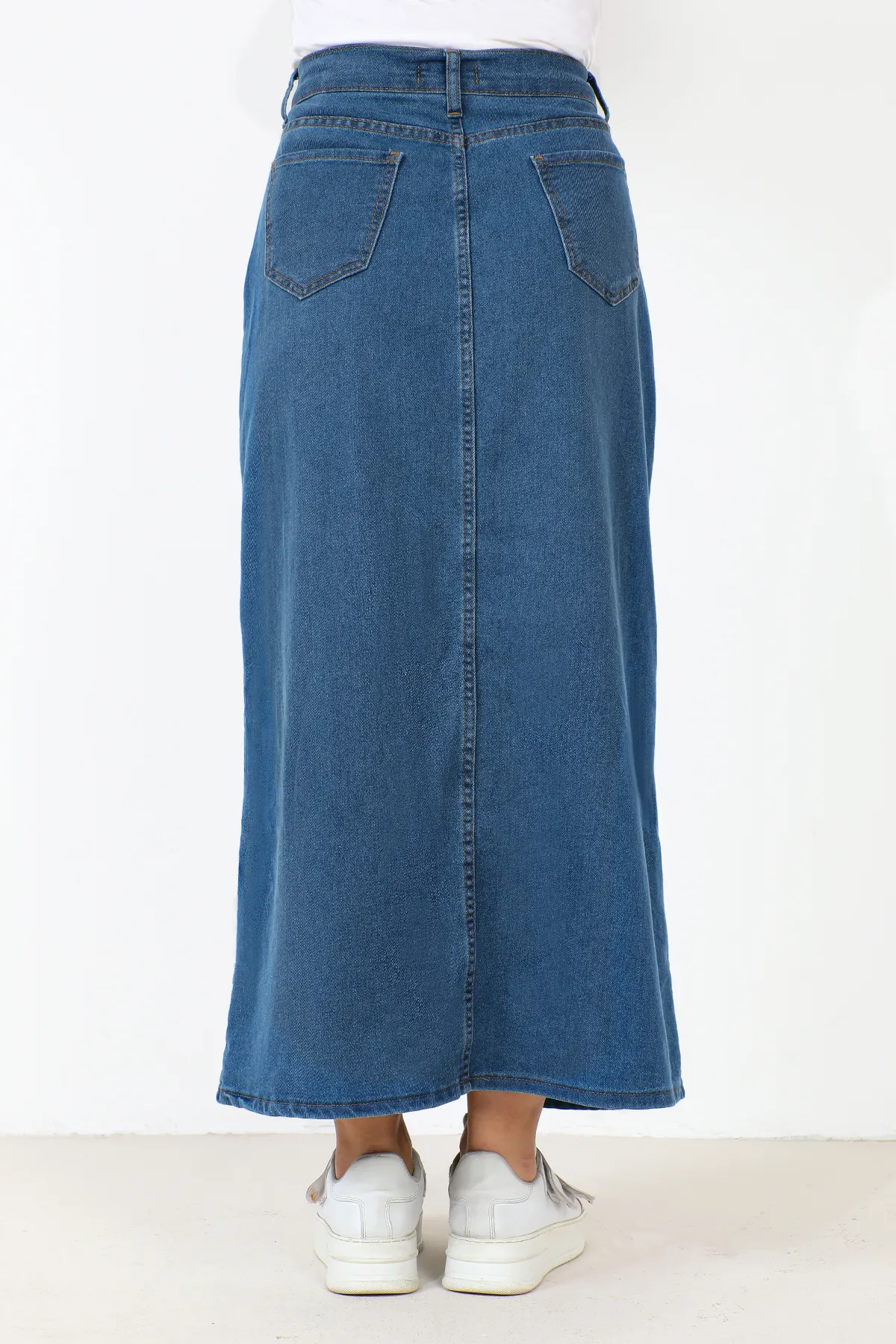 Tesettür Dünyası  Sternendetaillierter Jeansrock TSD231010 Blau