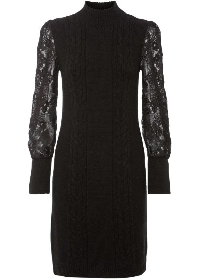 Strickkleid mit Spitzenärmeln