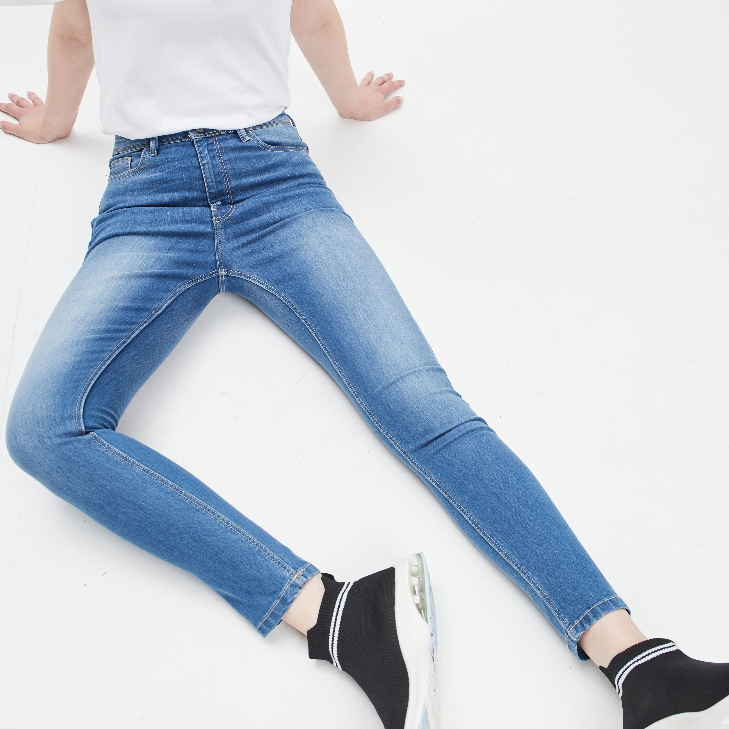 Jeans skinny 7 8ème denim double stone femme | La Halle
