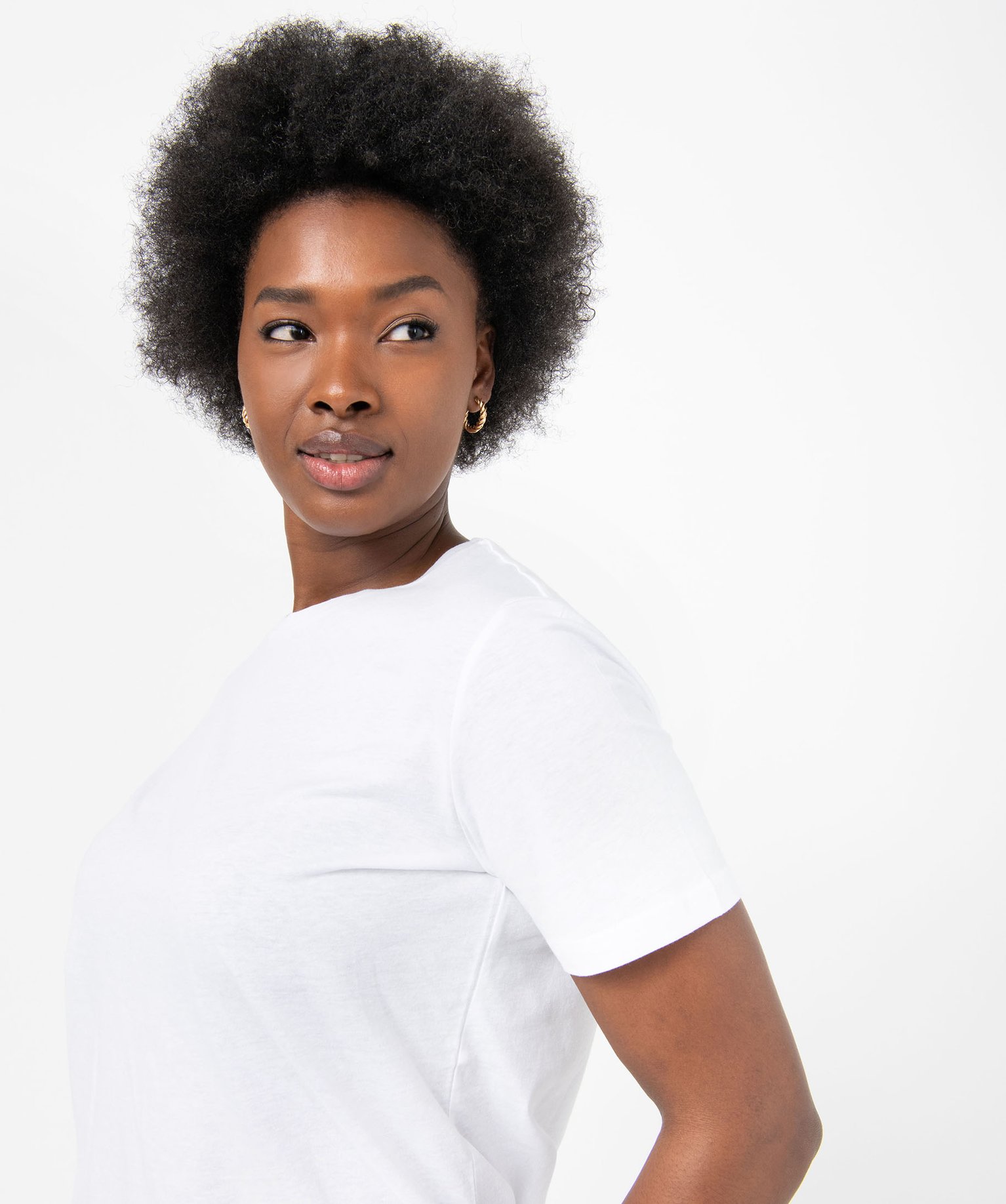 Tee-shirt femme à manches courtes et col rond blanc | GEMO
