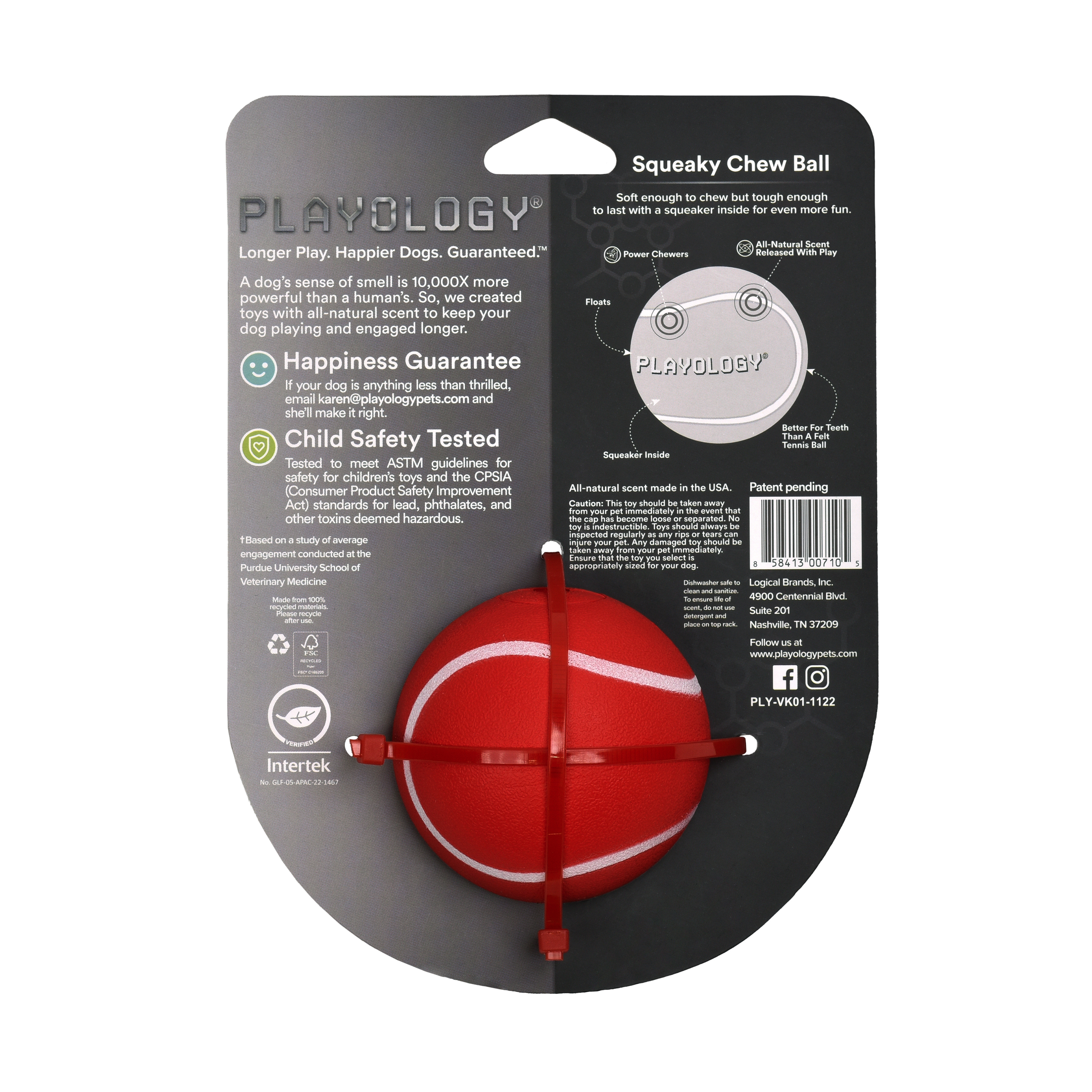 Playology Hundebälle Playology Squeaky Chew Ball Beef Medium