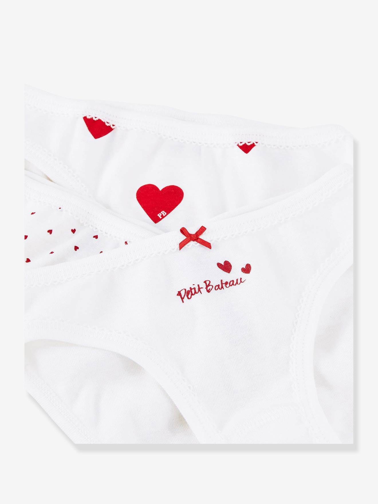 Lot de 3 culottes coeur en coton petite fille