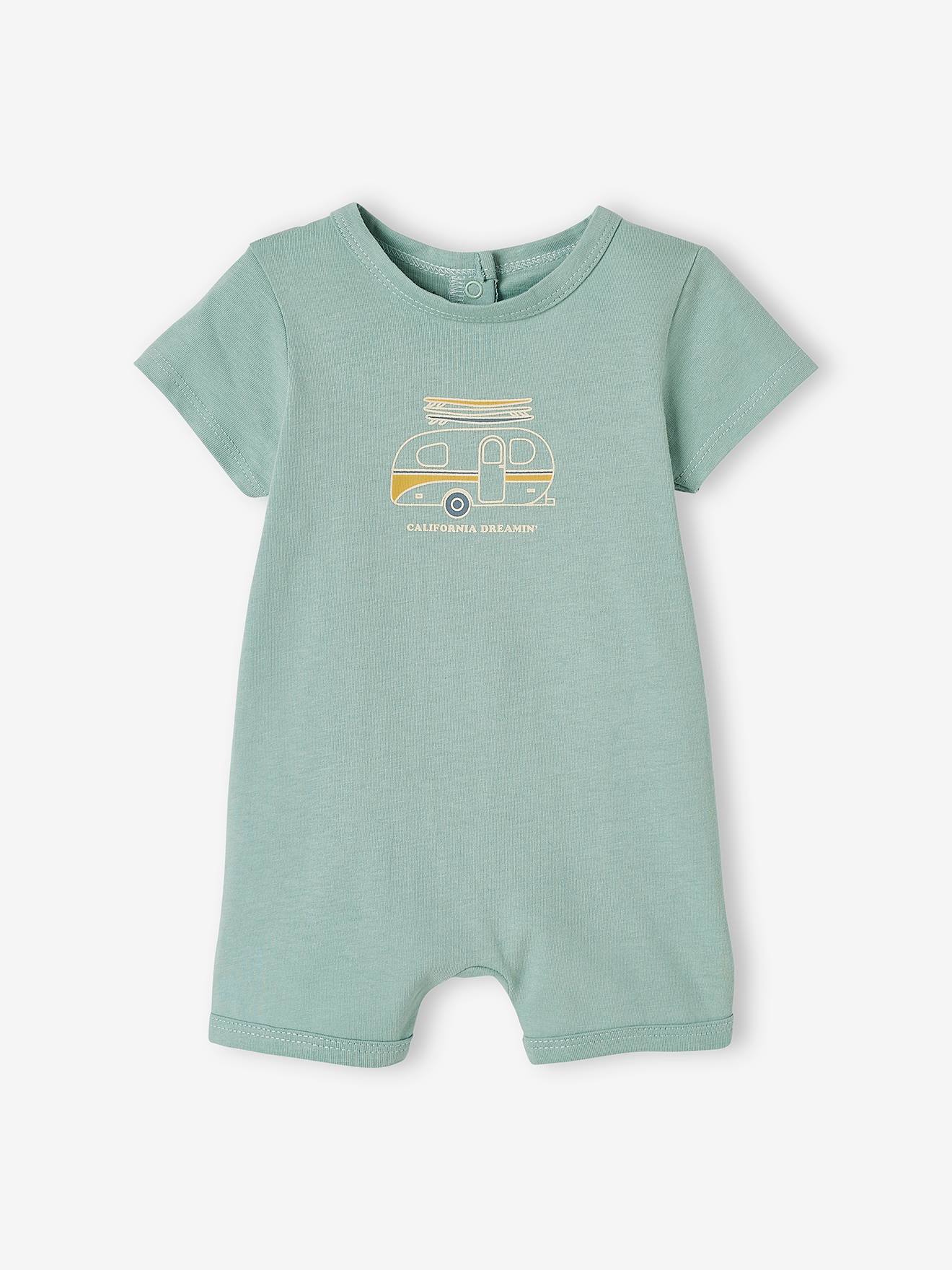 Lot de 2 pyjamas combishort bébé garçon ouverture dos lot vert céladon