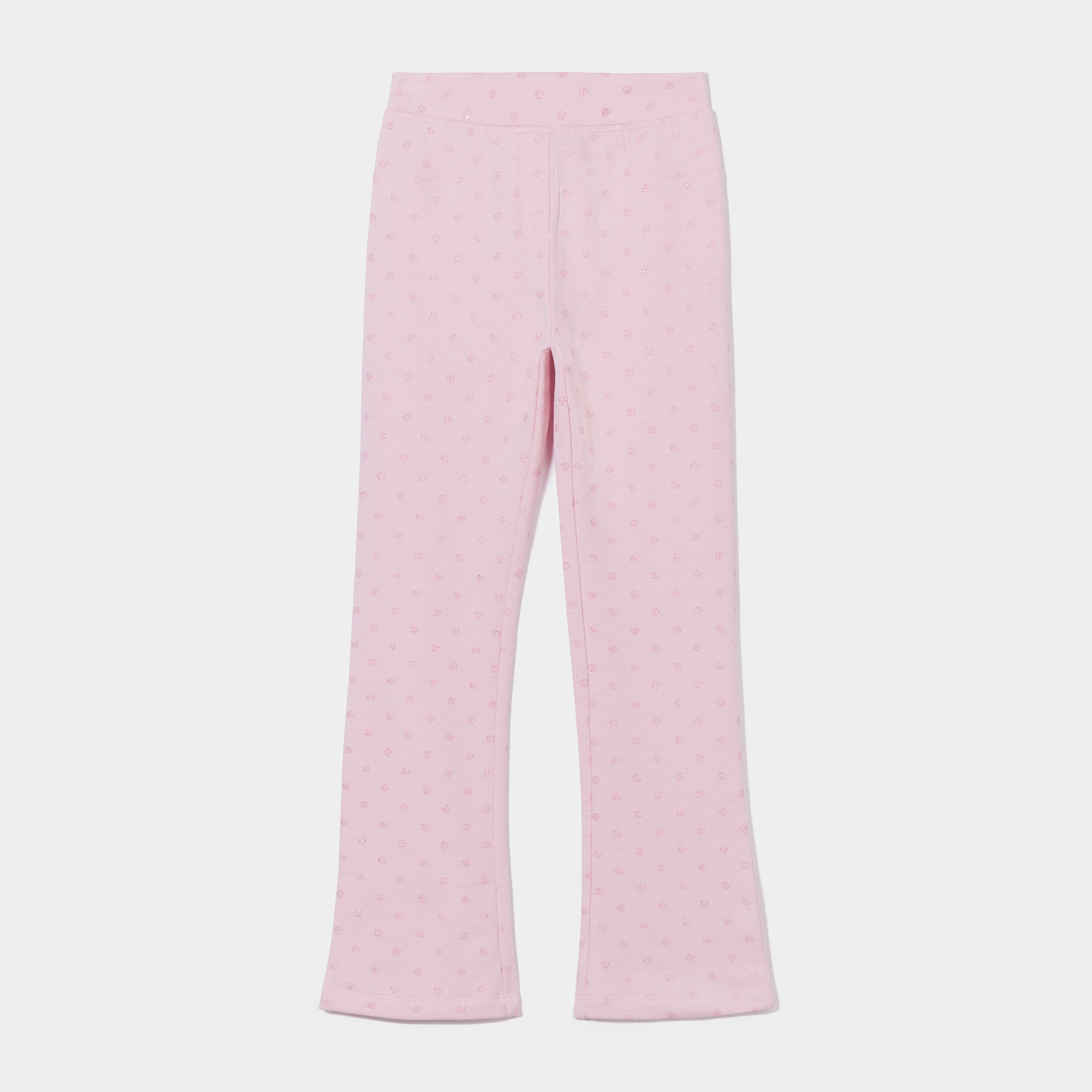 Pantalon flare taille élastiquée rose poudrée fille | La Halle