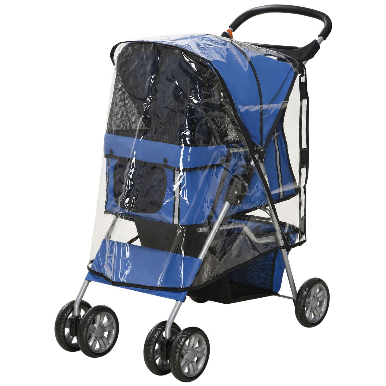 PawHut Hundetrolley, faltbarer Hundebuggy, Hundewagen mit Regenverdeck, Blau