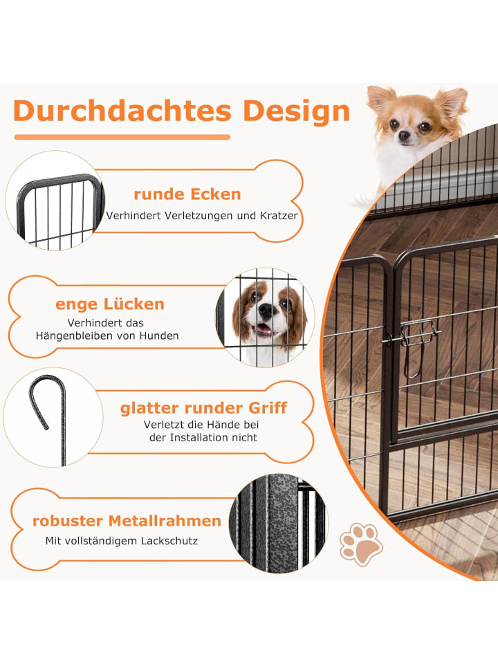 COSTWAY 8 tlg. Welpenauslauf 60cm hoch in Schwarz günstig kaufen onesize