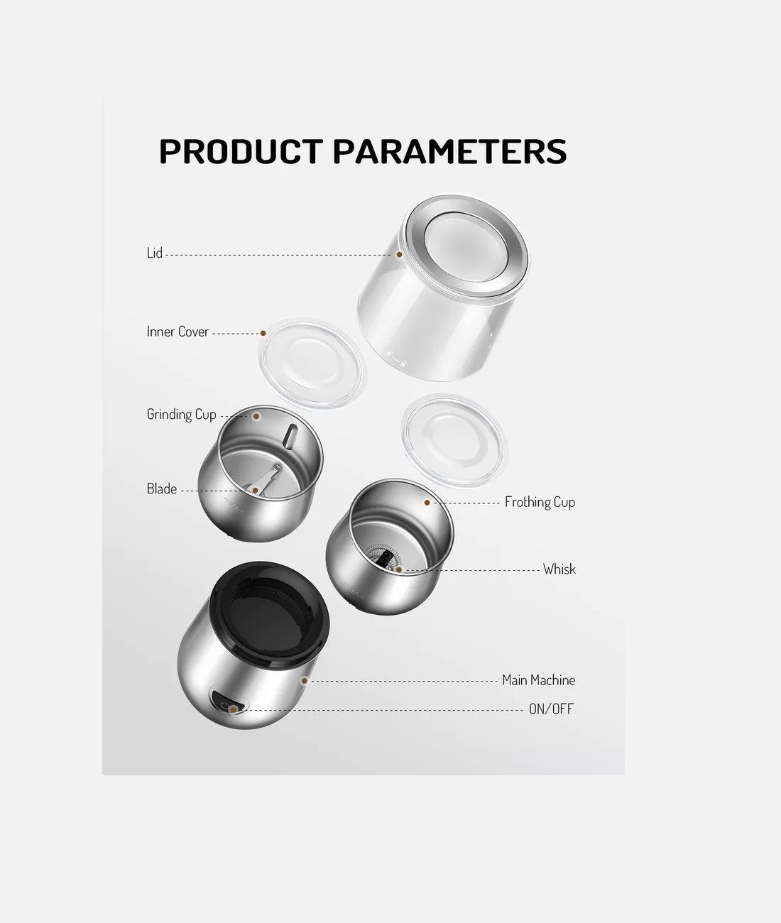 Shardor Kaffeemühle Elektrische Kaffeemühle, 150 W, Milchaufschäumer, Mahlen von Kaffeebohnen o.ä., Stainless Steel