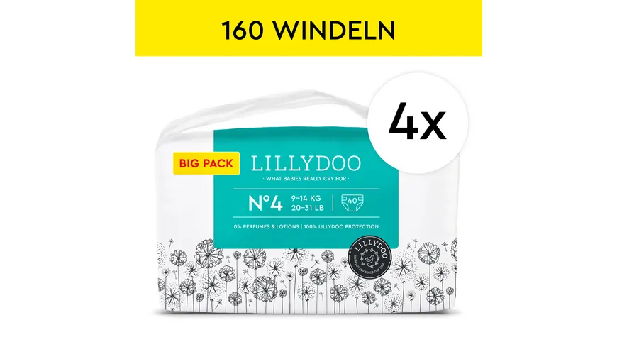 LILLYDOO Hautfreundliche Windeln Gr.4 Monatsbox 160 Stück