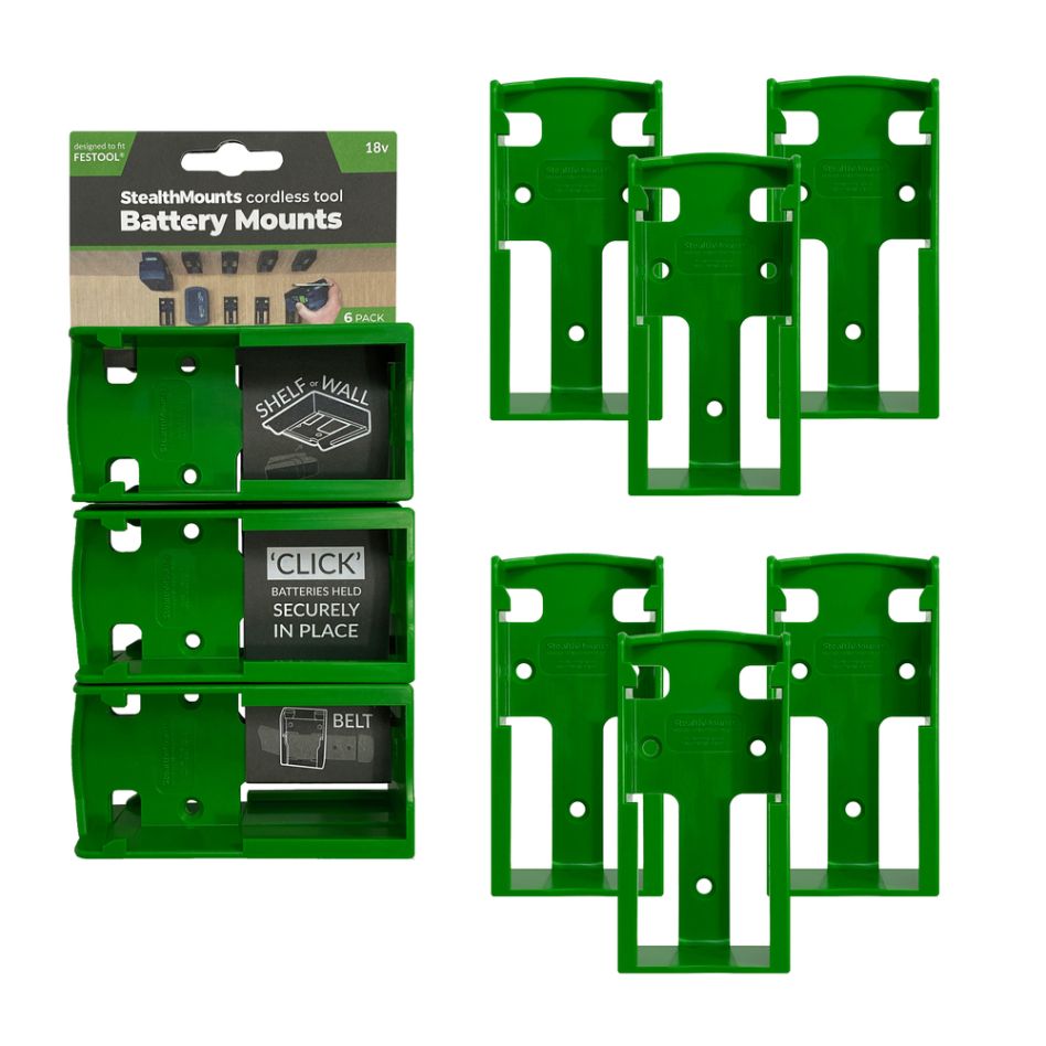 StealthMounts BM-FT18-GRN-6 Grüne Batteriehalter für Festool 18V (6 Stück)