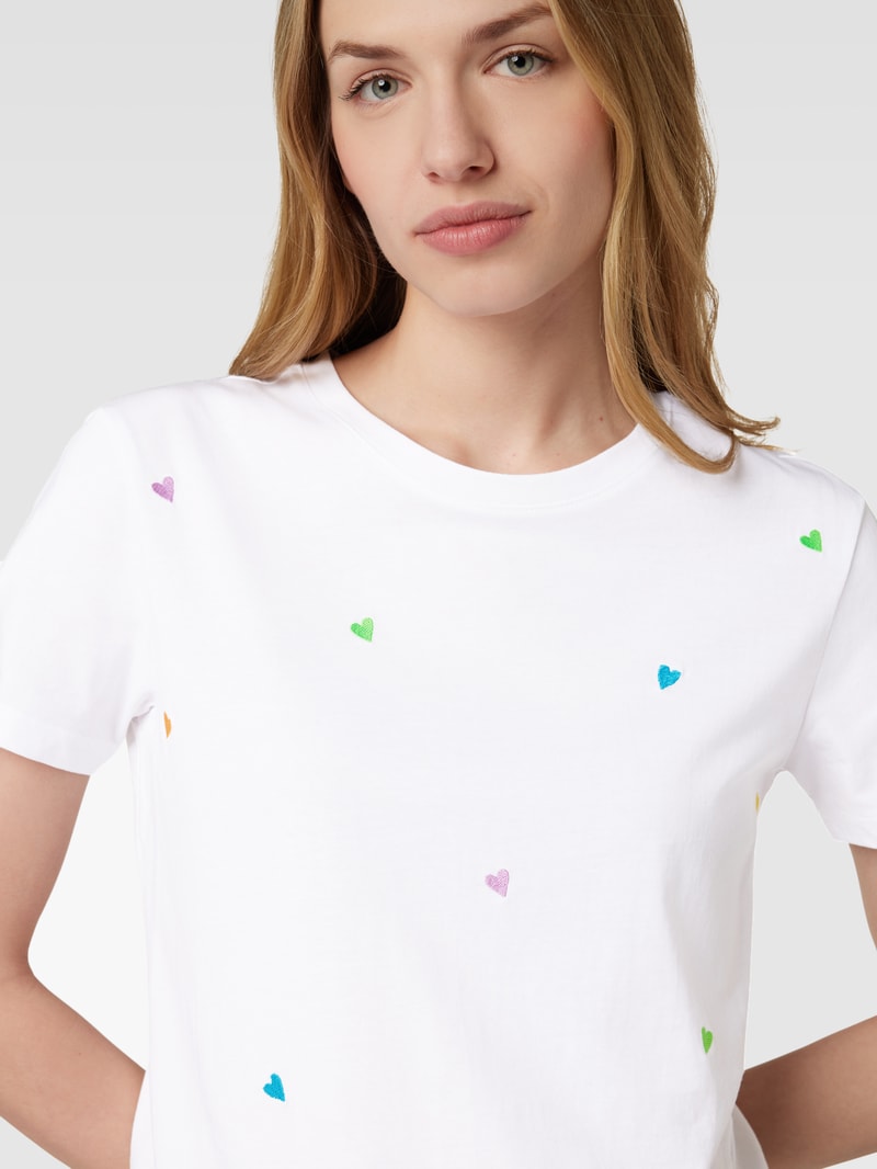 T-Shirt mit Allover-Motiv-Stitching in weiß