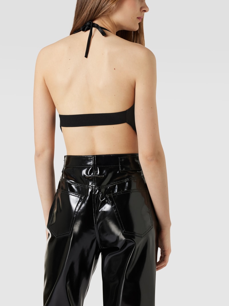 Crop Top mit Label-Stitching in black