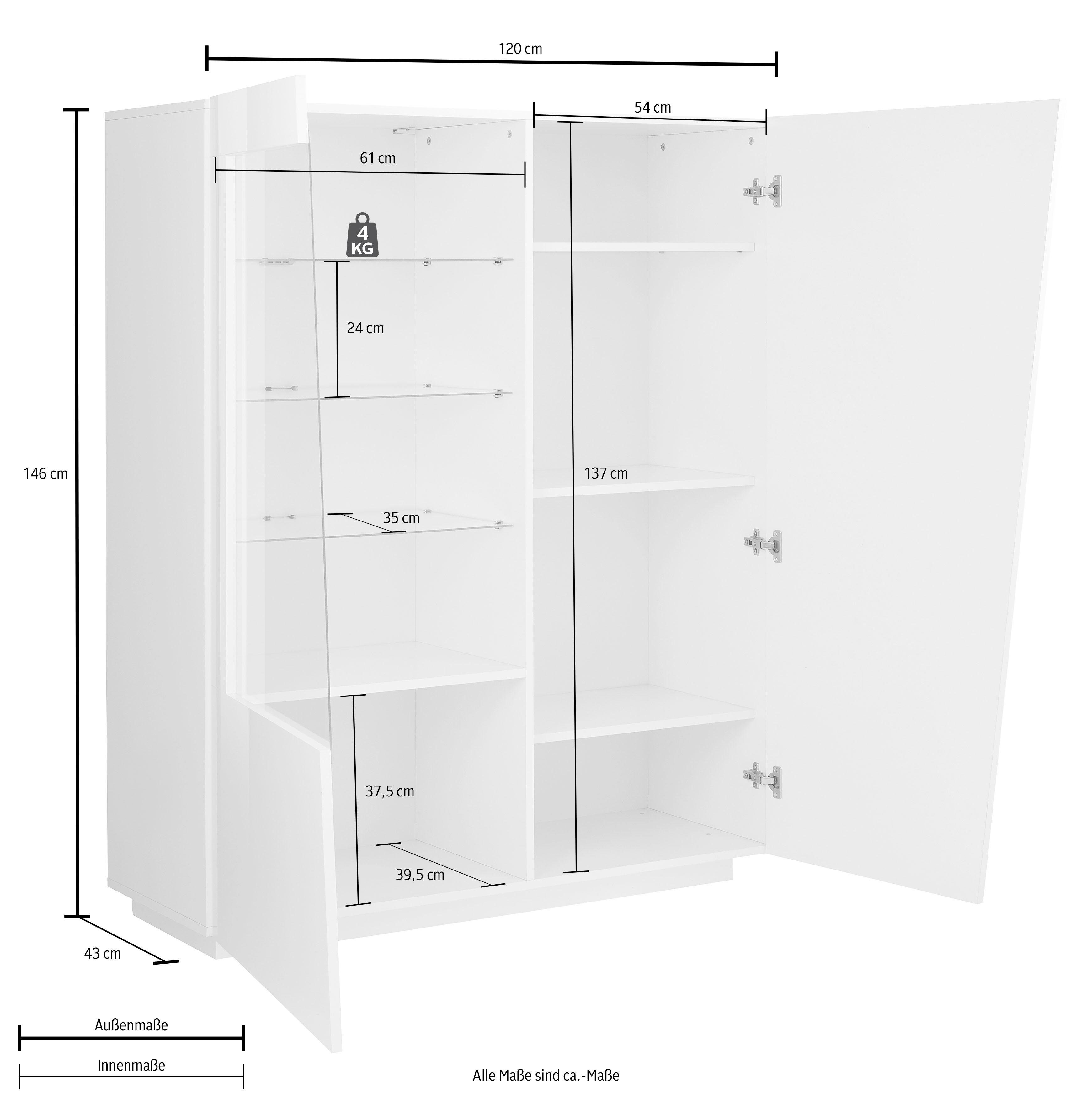 Tecnos Highboard Vega, Höhe 146 cm