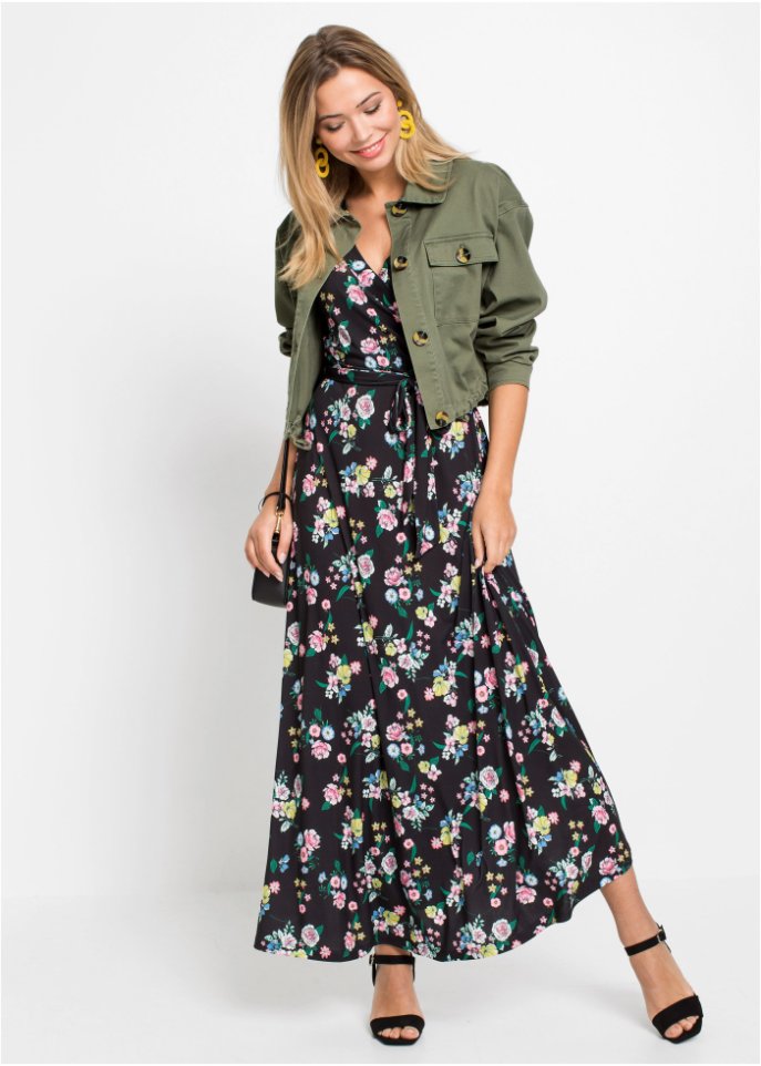 Maxi-Shirtkleid in Wickeloptik