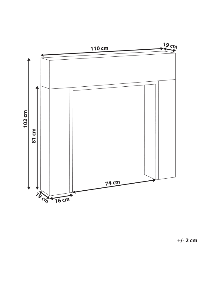 Beliani Kaminumrandung BOYANUP in Heller Holzfarbton - (W) 110 x (H) 102 x (L) 19 cm günstig kaufen onesize